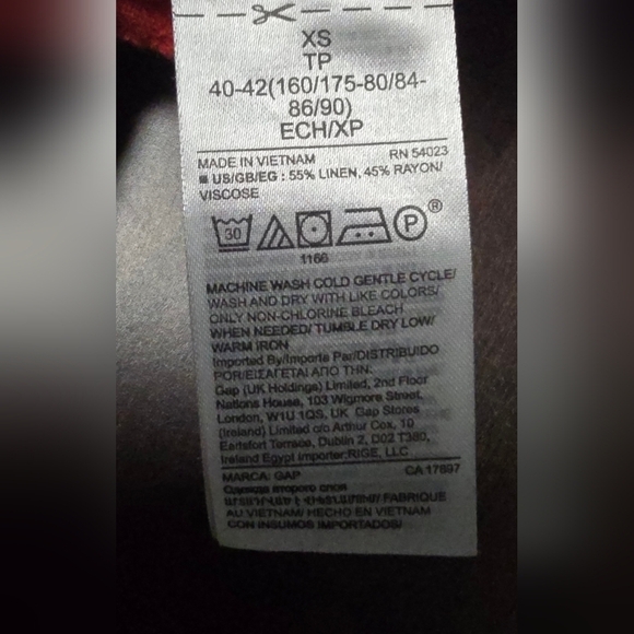 Gap Mid Rise Easy Linen-Blend Pull-On Shorts with ties, front & back pockets XS - Picture 6 of 7